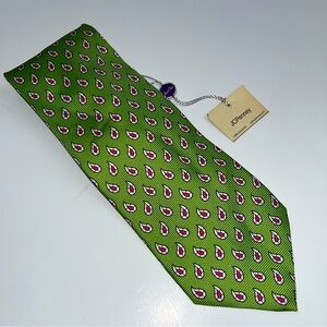Hunt Club Green Pink Paisley 100%‎ Silk Italy Mens Necktie Tie Preppy Office NEW